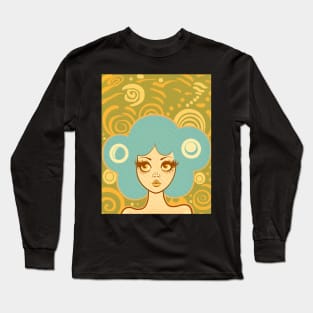 Vintage Art Lady with Big Hair Long Sleeve T-Shirt